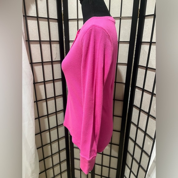 J CREW WOMEN WAFFLE KNIT HENLEY PINK LONG SLEEVE TOP, SIZE S - Picture 6 of 9
